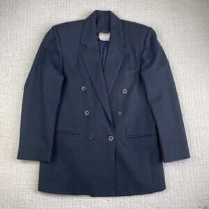Linea Donna BUGATCHI Women Size M Navy Blue Blazer Jacket Made in France Wool